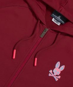 New Arrivals Psycho Bunny (mens Wine Bennett Full Zip Hoodie)