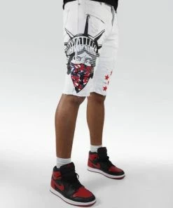 Preme Denim (White/red Shorts)