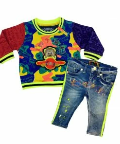 Elite Denim (kids Lime Green/black “ Too Fly Set)