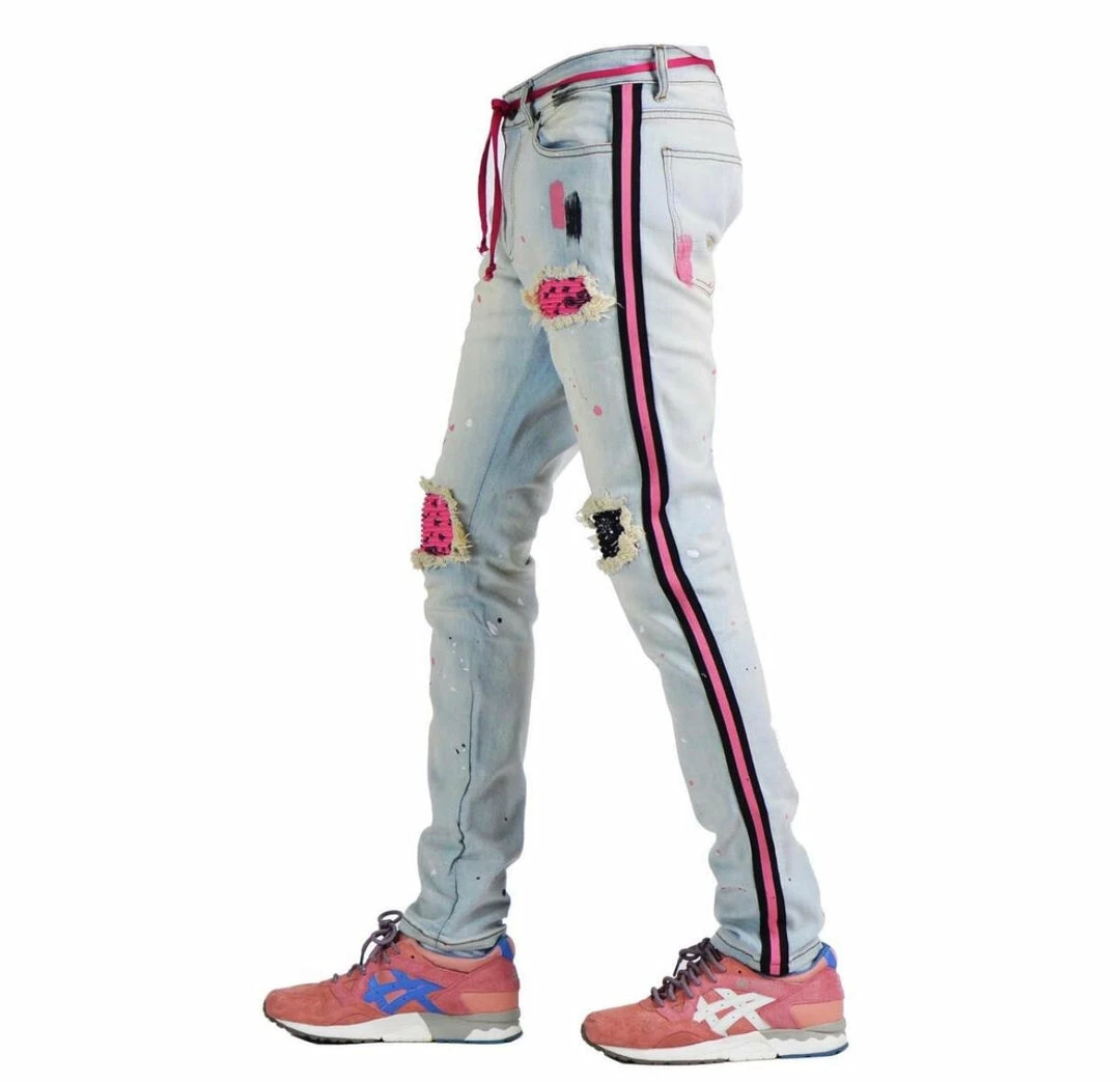 Focus Jeans (blue/pink Bandana Cut Stripe Jean) New Arrivals 5 Focus Jeans (blue/pink Bandana Cut Stripe Jean) New Arrivals