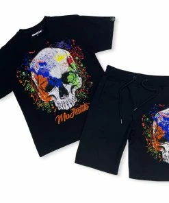 Majestik New Arrivals Majestic (black /multi Skull “ Short Set)