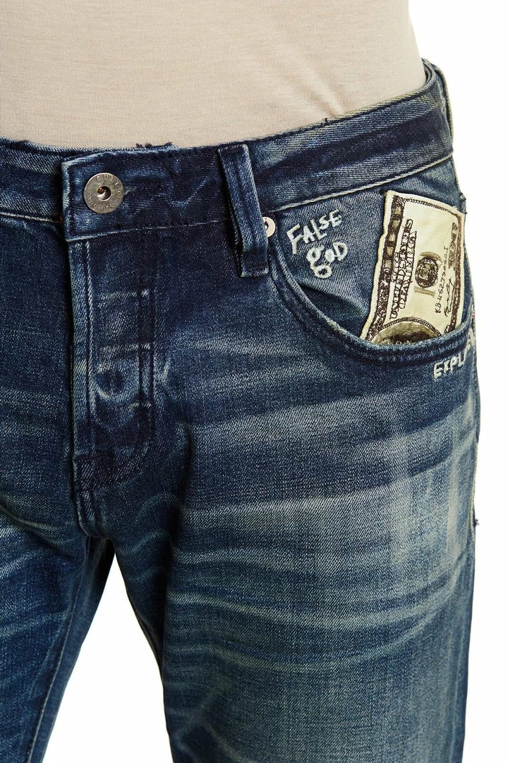 Cult Of Individuality (blue/cream Cut Printed Money Wash Jean) 4 Cult Of Individuality (blue/cream Cut Printed Money Wash Jean)