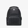 Mcm (black Large Stark Backpack In Visetos)