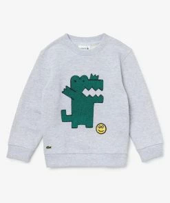 New Arrivals Lacoste (kids Grey Crocodile Cotton Fleece Sweater)