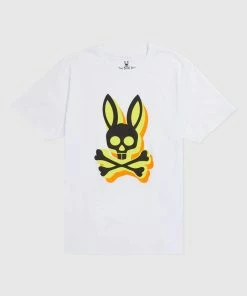 Psycho Bunny (mens White Lamont Graphic T-shirt) New Arrivals