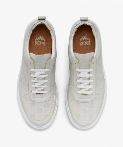 New Arrivals Mcm (Men’s Grey Sustainable Terrain Lo Sneakers In Monogram Leather)