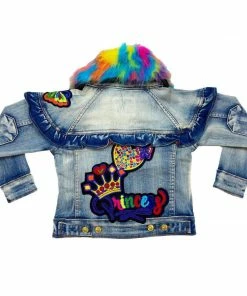 Elite Denim (girls Kids Tan Rainbow Furry Jacket)
