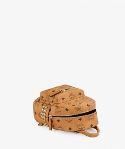 New Arrivals Mcm (small Cognac Stark Bebe Boo Side Studs Backpack In Visetos)