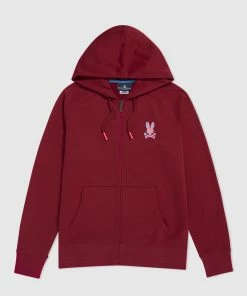 New Arrivals Psycho Bunny (mens Wine Bennett Full Zip Hoodie)