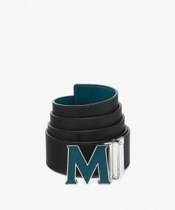New Arrivals Mcm (Claus Leather Inlay M Reversible Belt 1.75” In Embossed Leather)