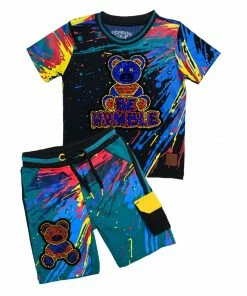 New Arrivals Elite Denim (kids Turquoise/black “be Humble Short Set)