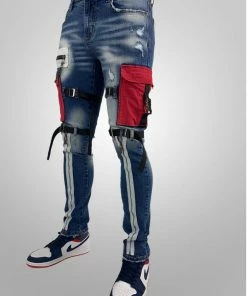 Preme Denim (blue/red Cargo Zip Jean) New Arrivals