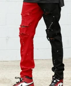 Kdnk (black/red Paint Splatter Contrast Stacked Jean) New Arrivals