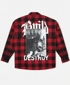 Eight & Nine (red Destroy Flannel Button Up )