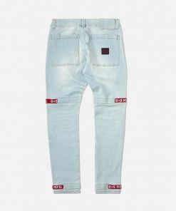 Eight & Nine (light Blue /red Strapped Slim Utility Wash Jean)