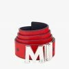 Mcm (red/navy/sliver Claus Matte Reversible Belt Visetos) New Arrivals