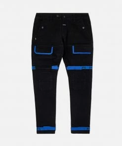 Eight & Nine (black /royal Blue Strapped Slim Utility Wash Jean)