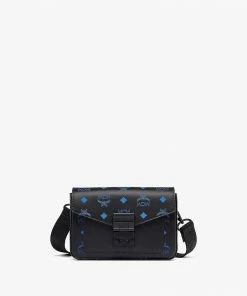Mcm (black /blue Color Splash Logo Crossbody Bag )