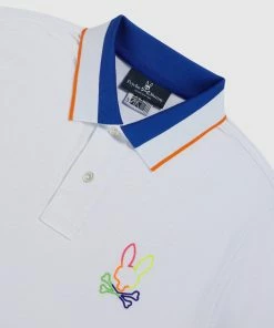 Psycho Bunny (white Mens Leo Outline Bunny Polo)