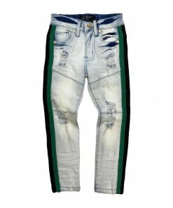 Elite Denim (kids Blue/green Stripe Jean)