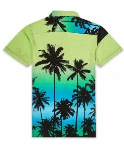 Reason (lime Green “palm Tree Button Up)