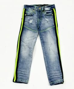 New Arrivals Elite Denim (kids Lime/black Stripes Jeans)