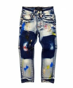 Elite Denim (kids Blue/dark Multi Paint Drip Jean) New Arrivals