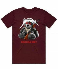 Streetwear (burgundy “hustlers Only Teddy Bear T-shirt) New Arrivals