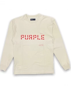 Purple Brand ( Jersey Cream Stencil Logo Sleeve T-shirt)