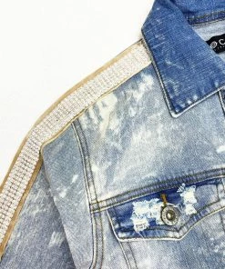 Focus (blue/khaki Cut Crystal Denim Jacket)