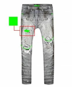 New Arrivals Preme Denim (Grey/green Chain Cut Jean)