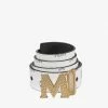 Mcm (white Claus Textured M Reversible Belt 1.75” In Visetos)