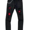New Arrivals Reelistik Nyc (black/red Crystal Cut Jean)