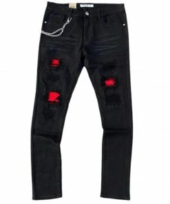 New Arrivals Reelistik Nyc (black/red Crystal Cut Jean)