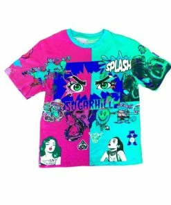 Sugarhill Sugar Hill (pink /Turquoise Crewneck T-shirts)