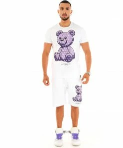 Avenue George (white/purple Teddy Bear Short Set)