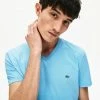 Lacoste Men's V-neck Light Blue Pima Cotton T-shirt New Arrivals