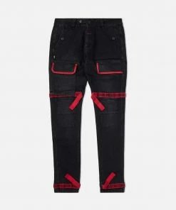 Eight & Nine (black/red Trapped Slim Utility Wash Jean)