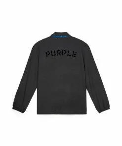 Purple Brand (black Reversible Snap Front Coaches Jacket )