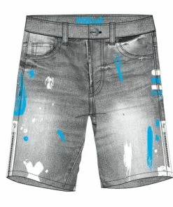 Preme Denim (grey/sky Blue Paint Wash Cut Short)