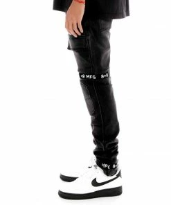 Eight & Nine (black /white Strapped Slim Utility Wash Jean)