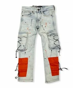 Denimicity (kids Light Blue /orange Cargo Jean)