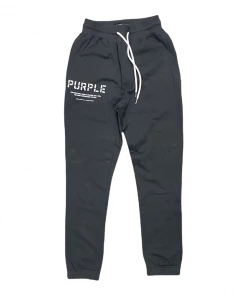 Purple Brand ( French Terry Black Embroidered Stencil Jogger) New Arrivals