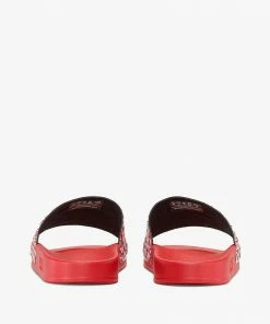 Mcm (Men’s Red Diagonal Monogram Rubber Slides)