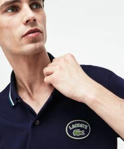 New Arrivals LACOSTE (Men's Navy Regular Fit Striped Accents Polo)