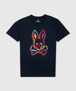 Psycho Bunny (mens Navy Bins Graphic T-shirt)