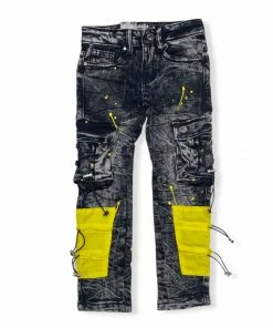 New Arrivals Denimicity (kids Dark Grey /yellow Cargo Jean)