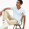 New Arrivals Lacoste Men's V-neck Light Blue Pima Cotton T-shirt