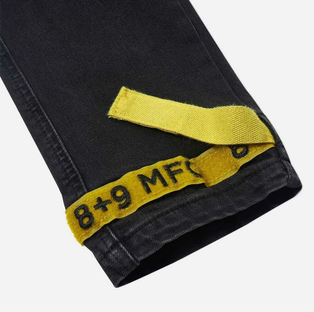 Eight & Nine (black/yellow Strapped Slim Utility Wash Jean) 5 Eight & Nine (black/yellow Strapped Slim Utility Wash Jean)