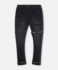 Eight & Nine (black /white Strapped Slim Utility Wash Jean)